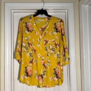 Yellow floral 3/4 sleeves